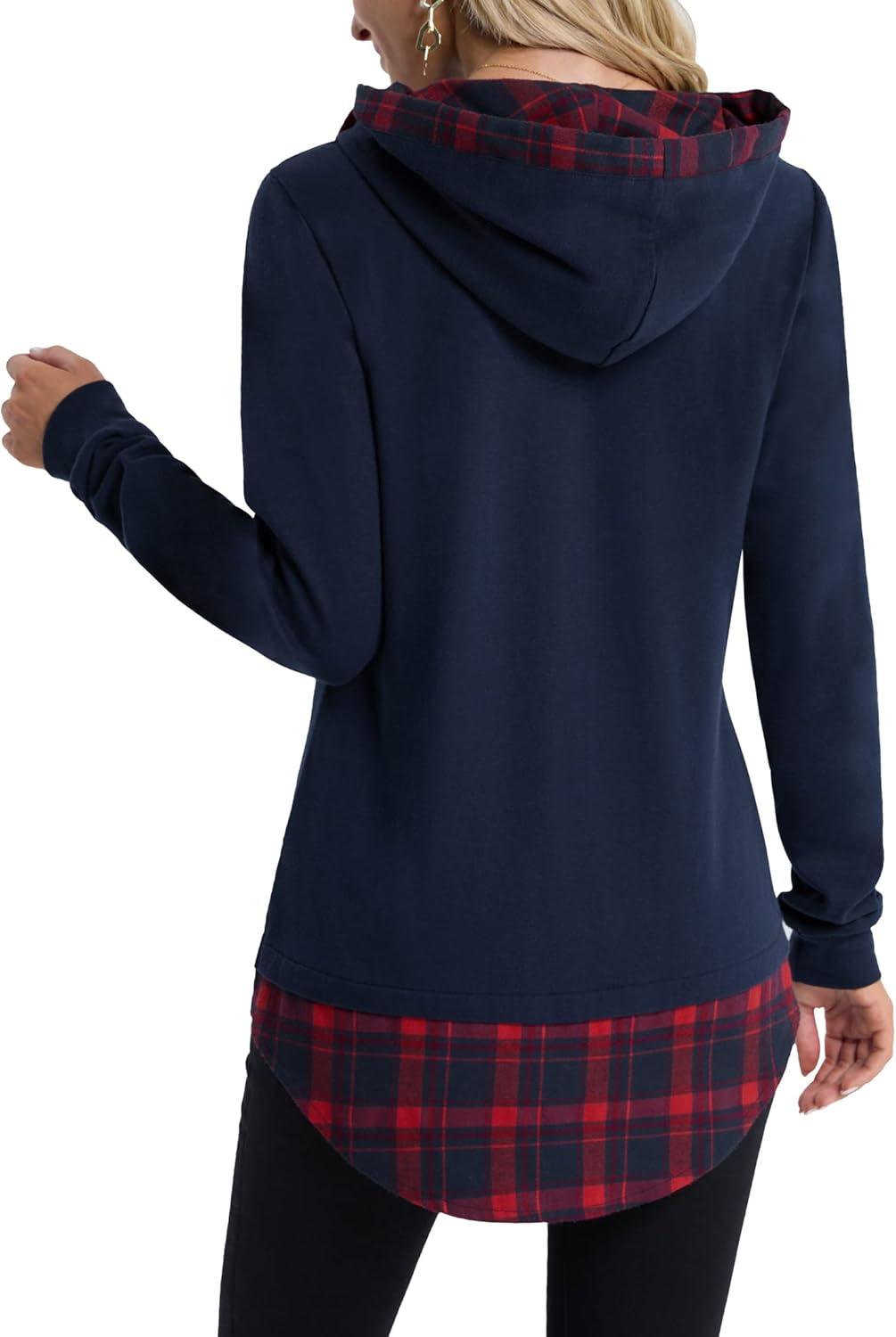 image:imageDJT Hoodies for Women New Long Sleeve Sweatshirt Jersey Hooded Pullover Pullover Teen Girls Fall Y2K Clothes Navy M
