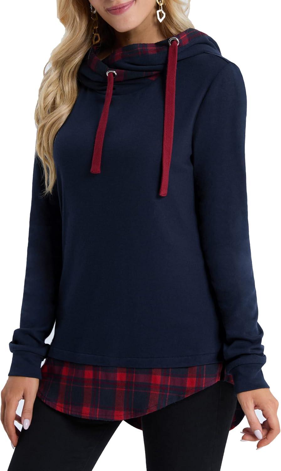 image:imageDJT Hoodies for Women New Long Sleeve Sweatshirt Jersey Hooded Pullover Pullover Teen Girls Fall Y2K Clothes Navy M