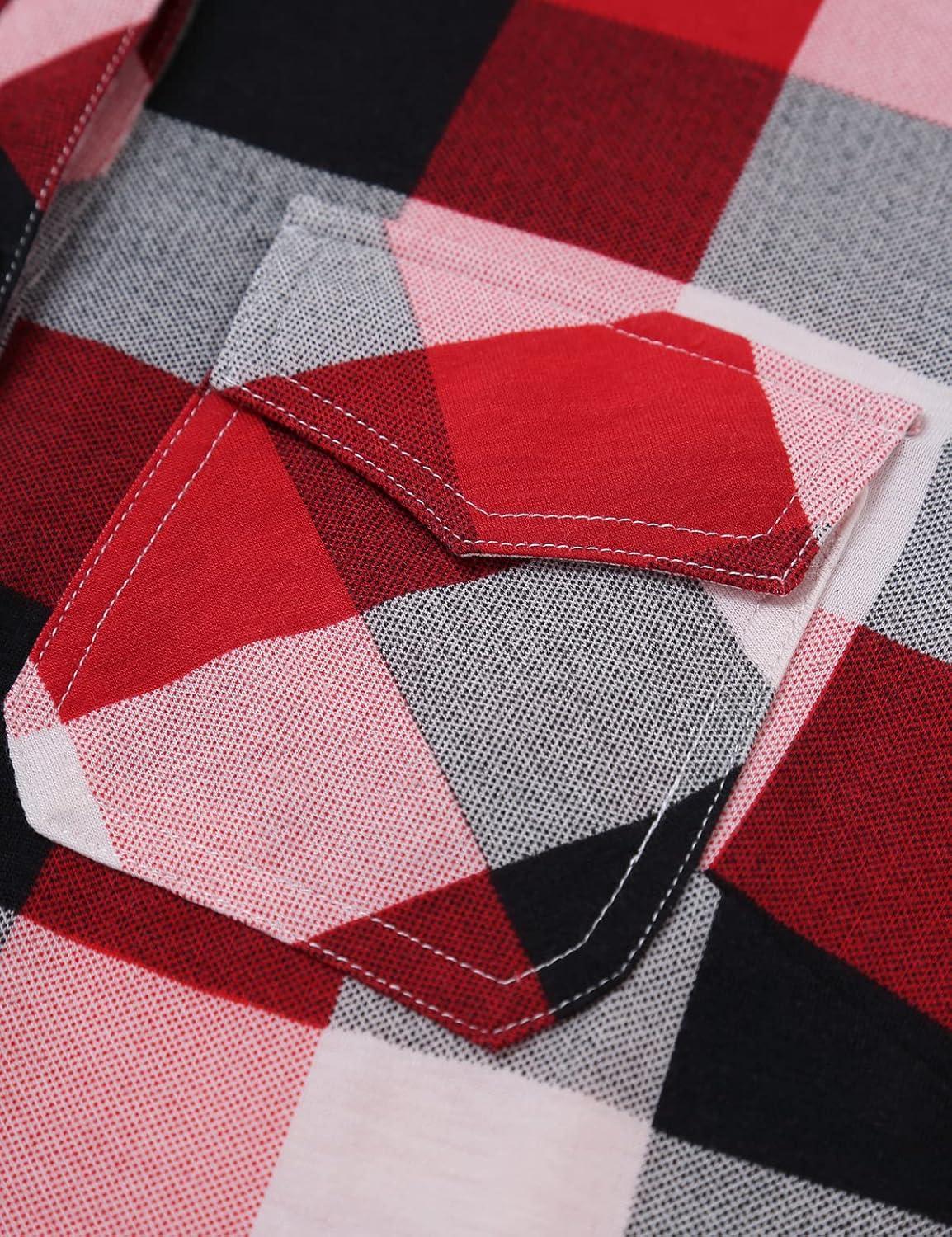 image:imageDJT Womens Soft Stretchy Knit Plaid Shirts Roll Up Long Sleeve Collared Button Down Blouses TopsBittersweet