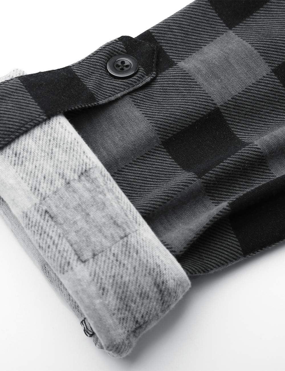 image:imageDJT Womens Soft Stretchy Knit Plaid Shirts Roll Up Long Sleeve Collared Button Down Blouses TopsBlack Plaid