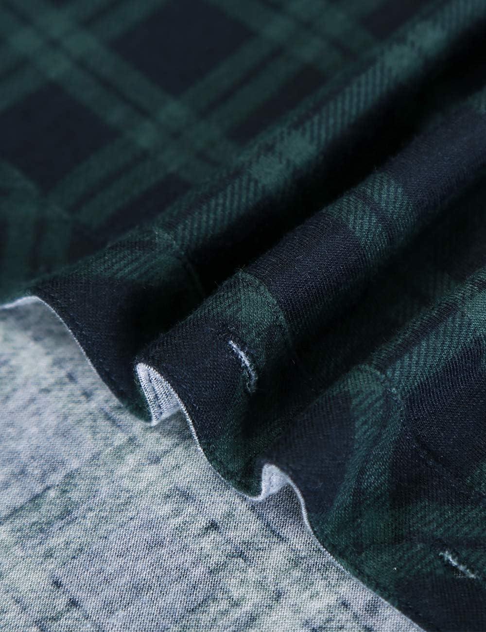 image:imageDJT Womens Soft Stretchy Knit Plaid Shirts Roll Up Long Sleeve Collared Button Down Blouses TopsGreen Pattern