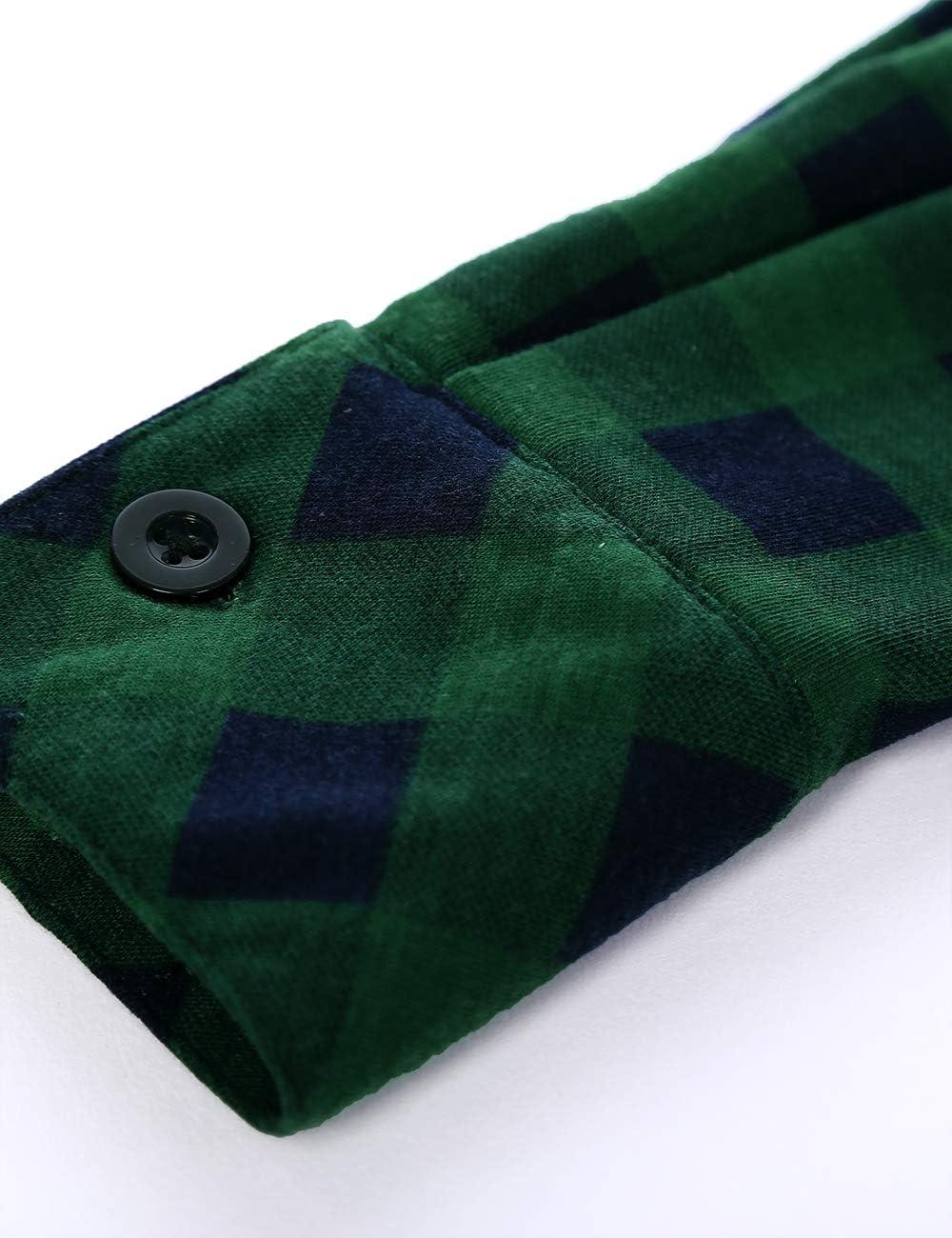 image:imageDJT Womens Soft Stretchy Knit Plaid Shirts Roll Up Long Sleeve Collared Button Down Blouses TopsGreen Plaid