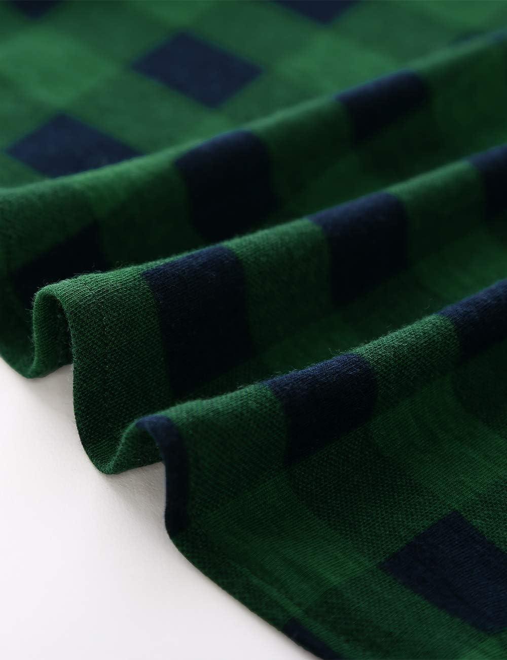 image:imageDJT Womens Soft Stretchy Knit Plaid Shirts Roll Up Long Sleeve Collared Button Down Blouses TopsGreen Plaid