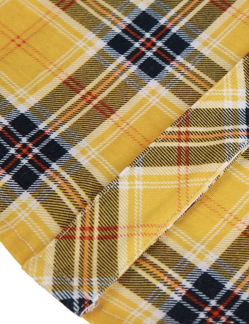 image:imageDJT Womens Soft Stretchy Knit Plaid Shirts Roll Up Long Sleeve Collared Button Down Blouses TopsLemon