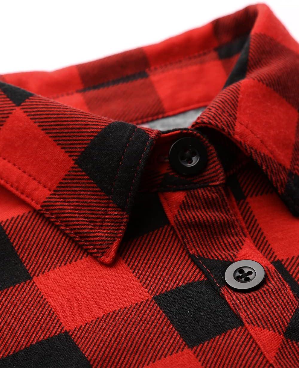 image:imageDJT Womens Soft Stretchy Knit Plaid Shirts Roll Up Long Sleeve Collared Button Down Blouses TopsRed