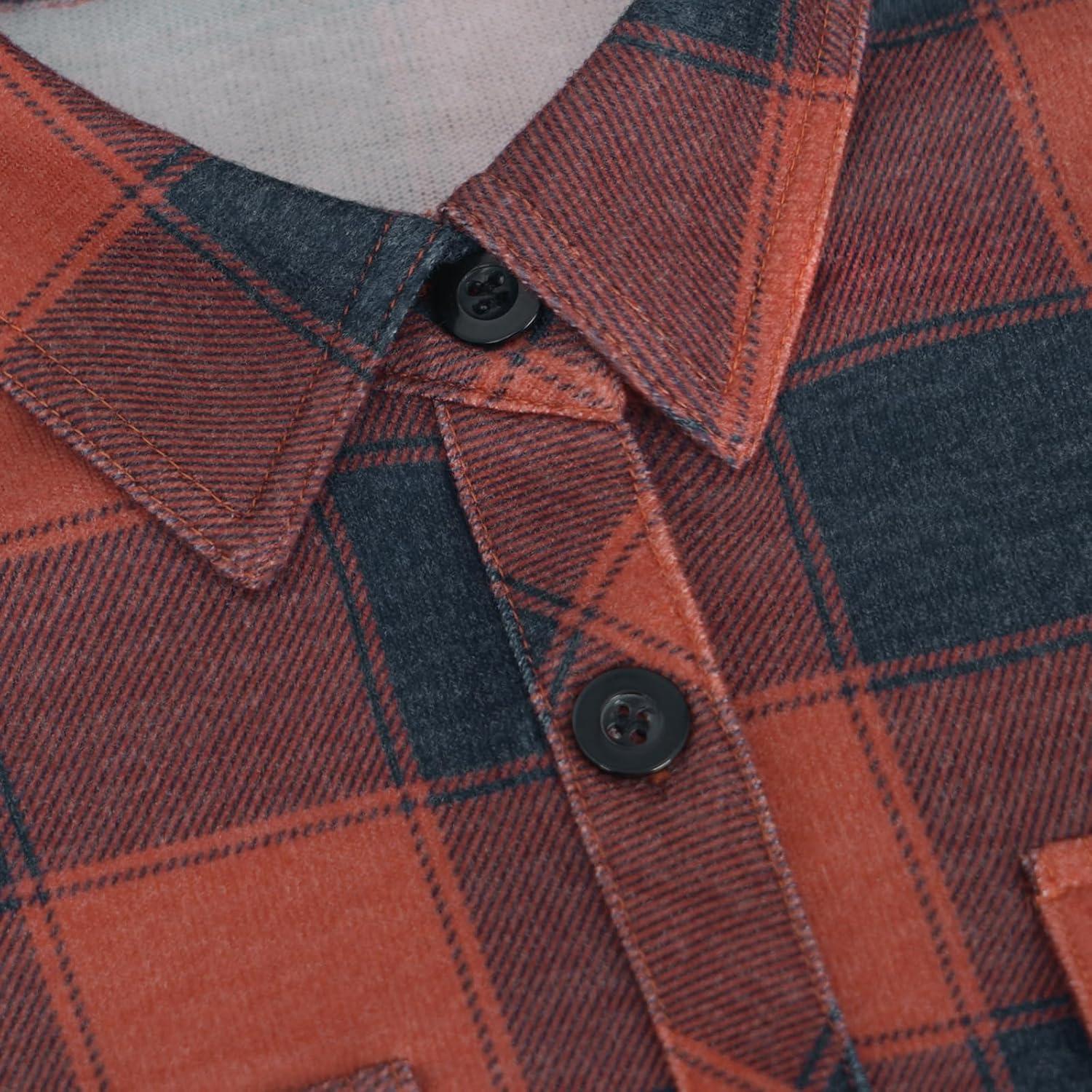 image:imageDJT Womens Soft Stretchy Knit Plaid Shirts Roll Up Long Sleeve Collared Button Down Blouses TopsRednavy Blue