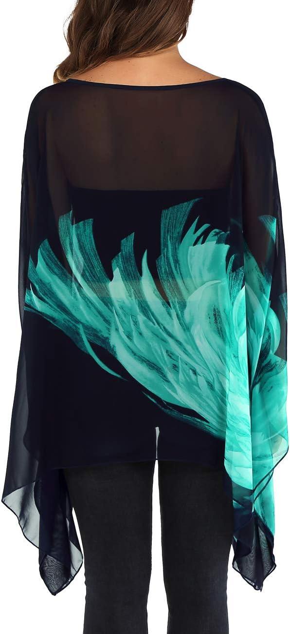 image:imageDJT Womens Summer Beach Bikini Bathing Suit Cover Ups Swimsuit Coverup for Women Chiffon Blouses Tunic TopNavyTeal