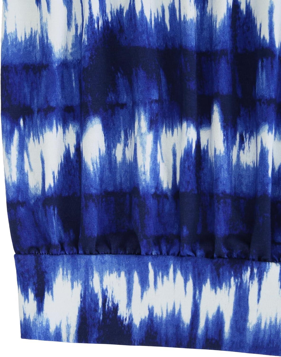 image:imageDJT Womens Tube Tops Strapless Bandeau Tank Strapless Blouse Off The Shoulder Tunic Shirts Summer CasualBlue Tie Dye Print