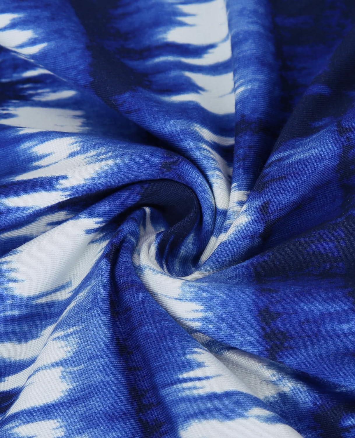 image:imageDJT Womens Tube Tops Strapless Bandeau Tank Strapless Blouse Off The Shoulder Tunic Shirts Summer CasualBlue Tie Dye Print