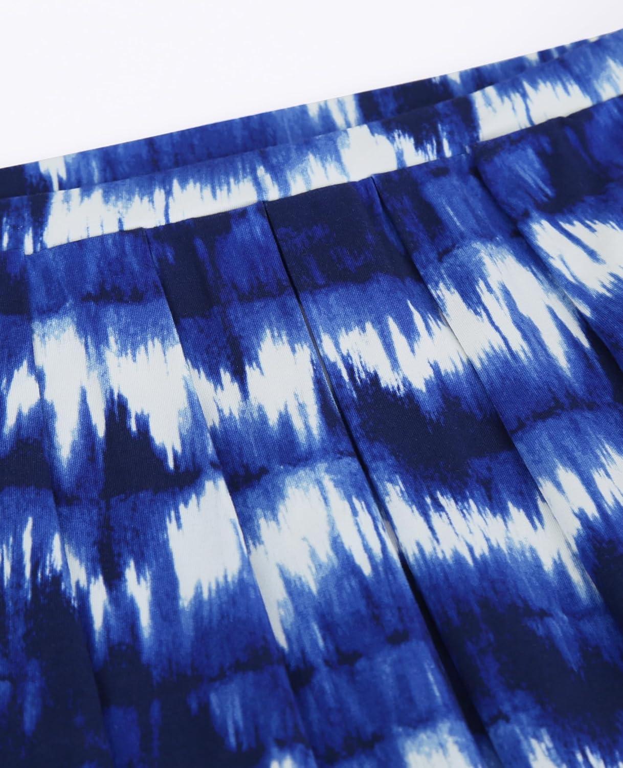 image:imageDJT Womens Tube Tops Strapless Bandeau Tank Strapless Blouse Off The Shoulder Tunic Shirts Summer CasualBlue Tie Dye Print