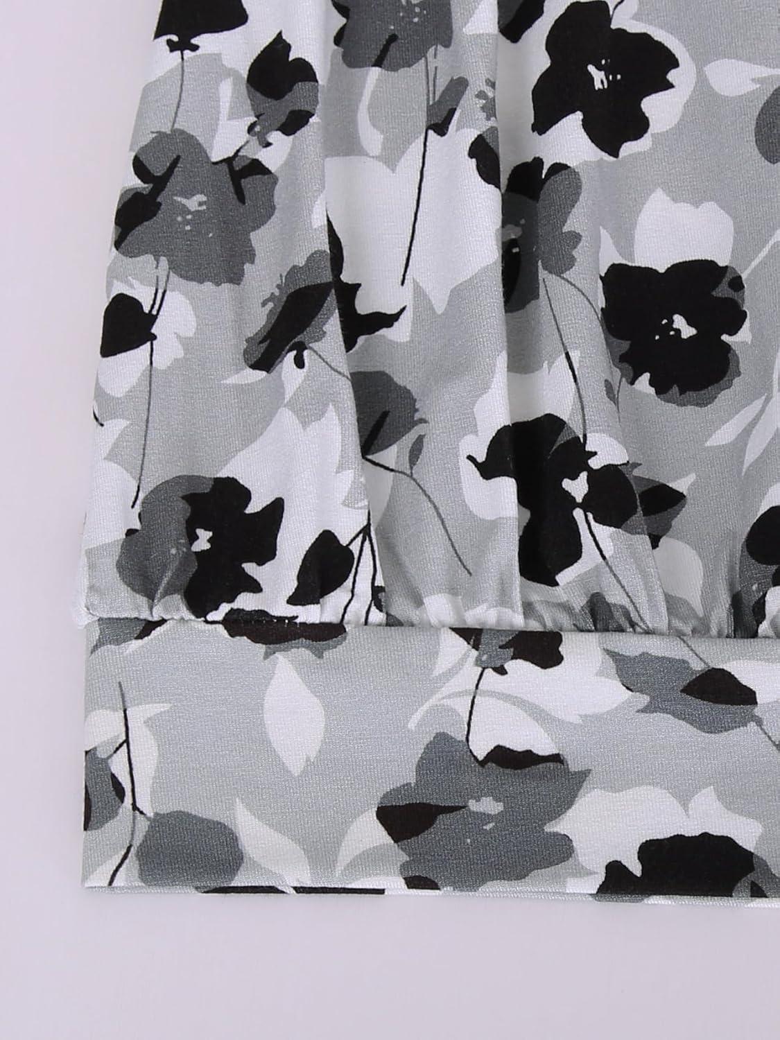 image:imageDJT Womens Tube Tops Strapless Bandeau Tank Strapless Blouse Off The Shoulder Tunic Shirts Summer CasualGrey Floral