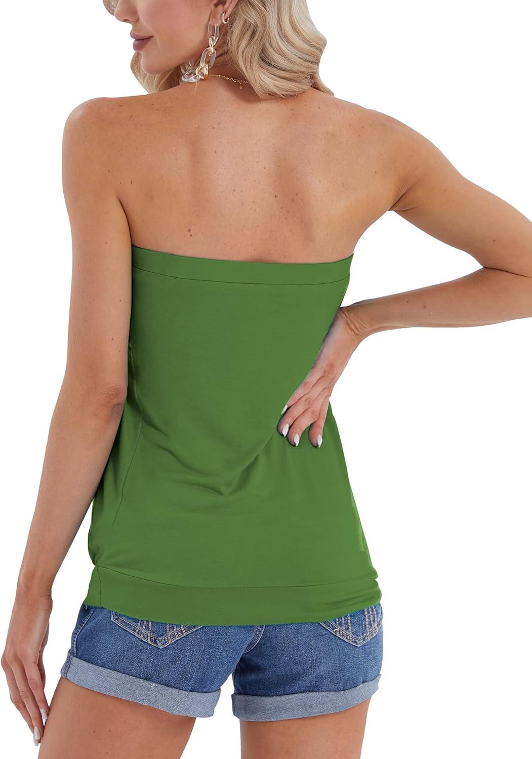 image:imageDJT Womens Tube Tops Strapless Bandeau Tank Strapless Blouse Off The Shoulder Tunic Shirts Summer CasualHerbal Garden
