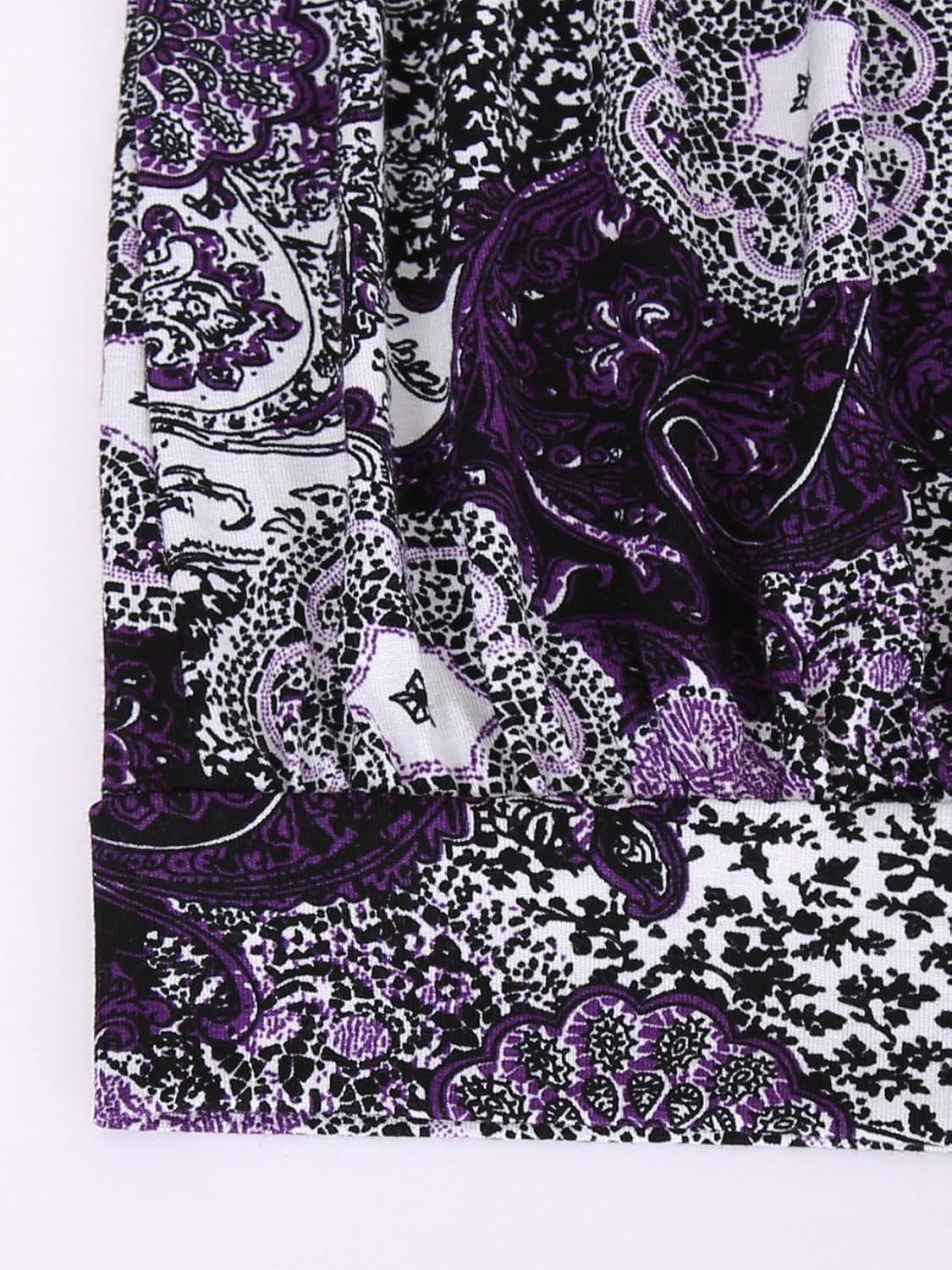 image:imageDJT Womens Tube Tops Strapless Bandeau Tank Strapless Blouse Off The Shoulder Tunic Shirts Summer CasualPurple Pattern