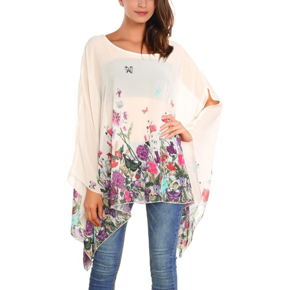 image:imageDJT Womens Summer Beach Bikini Bathing Suit Cover Ups Swimsuit Coverup for Women Chiffon Blouses Tunic TopApricot