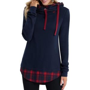 DJT Hoodies for Women, New Long Sleeve Sweatshirt Jersey Hooded Pullover Pullover Teen Girls Fall Y2K Clothes Navy M