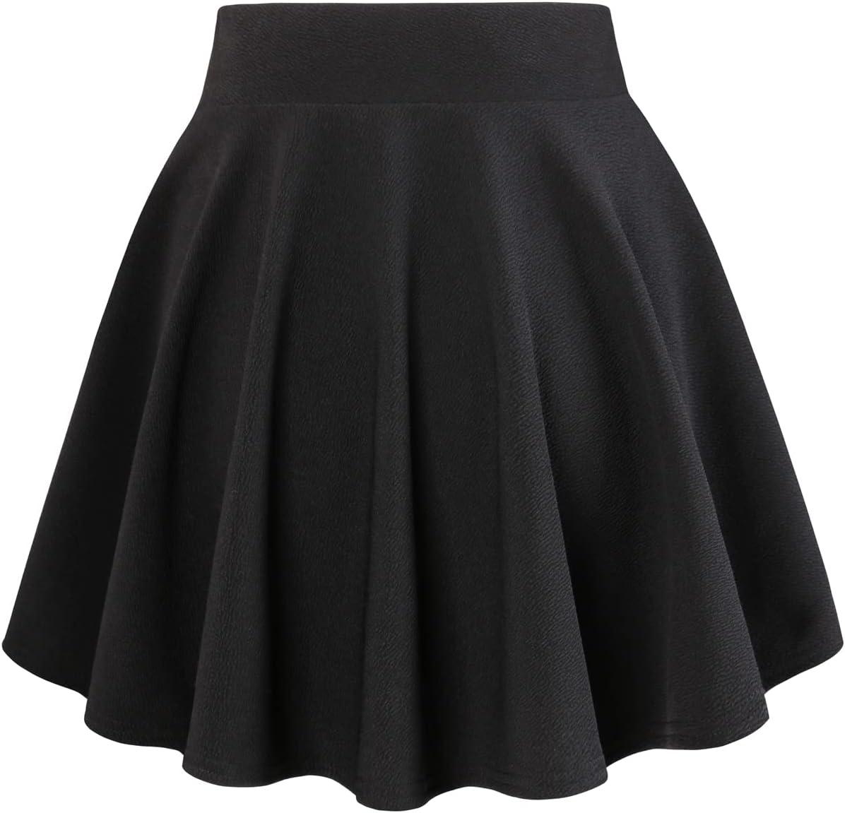 image:imageDJT FASHION Shorts for Women Basic Versatile Skorts Casual Stretchy Flared Skater Golf Tennis Mini Skirts with ShortsBlack