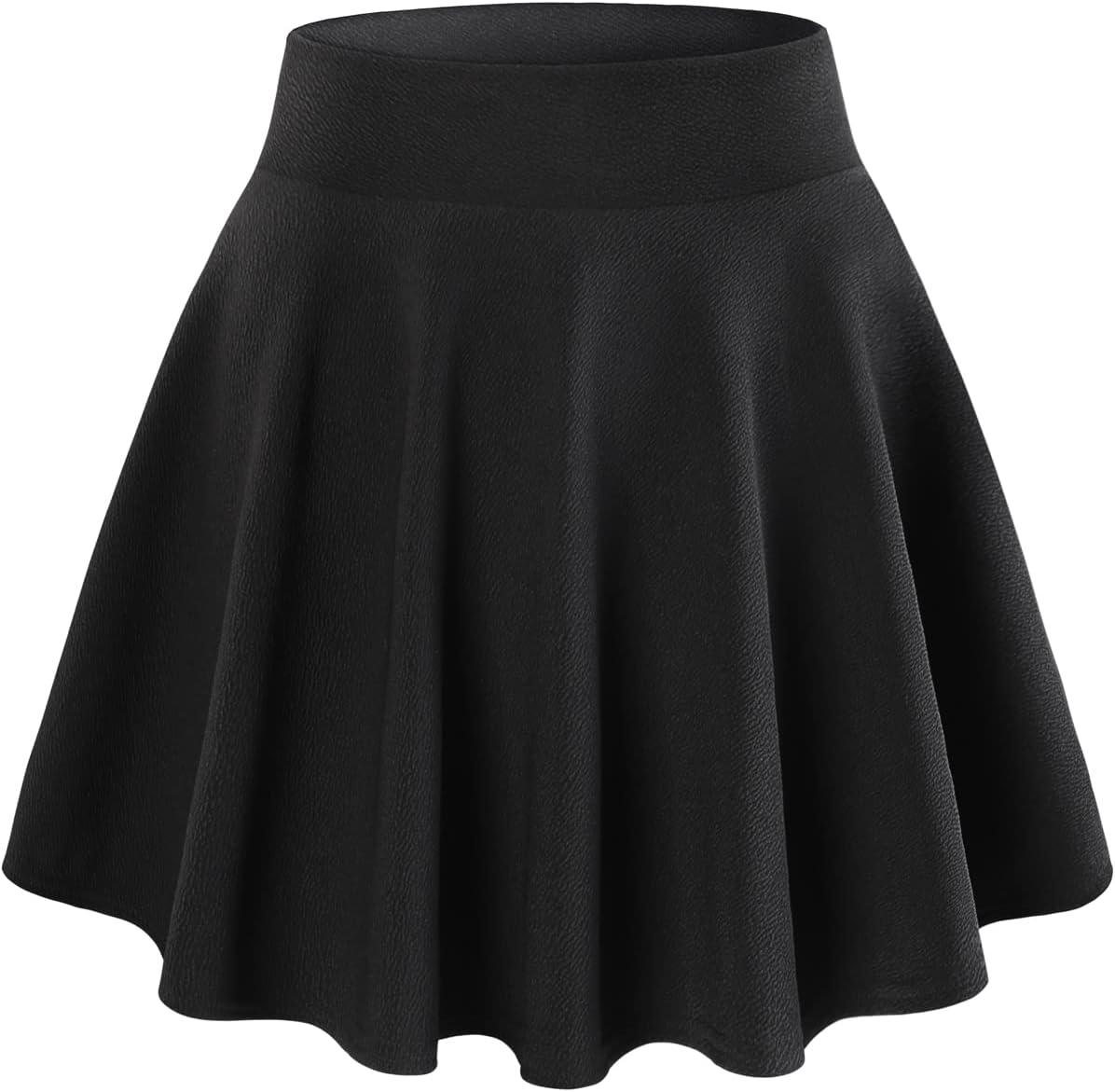 image:imageDJT FASHION Shorts for Women Basic Versatile Skorts Casual Stretchy Flared Skater Golf Tennis Mini Skirts with ShortsBlack