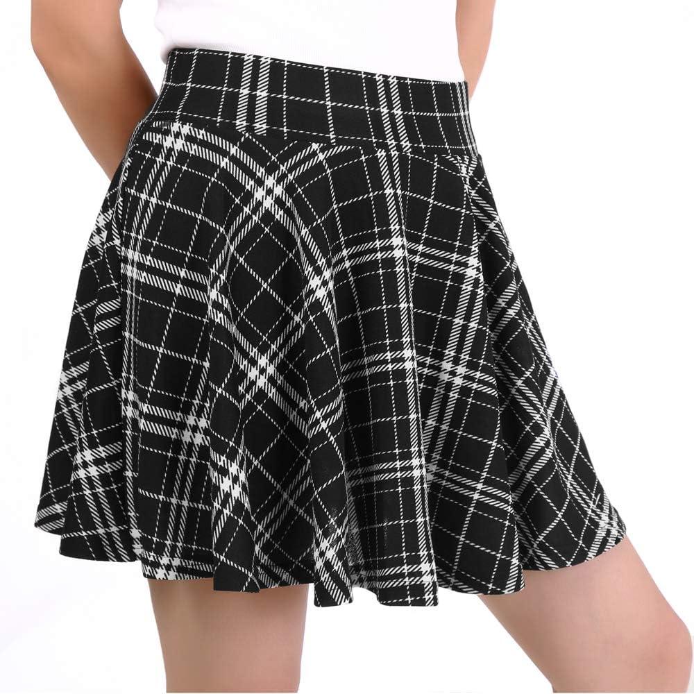 image:imageDJT FASHION Shorts for Women Basic Versatile Skorts Casual Stretchy Flared Skater Golf Tennis Mini Skirts with ShortsBlack Plaid