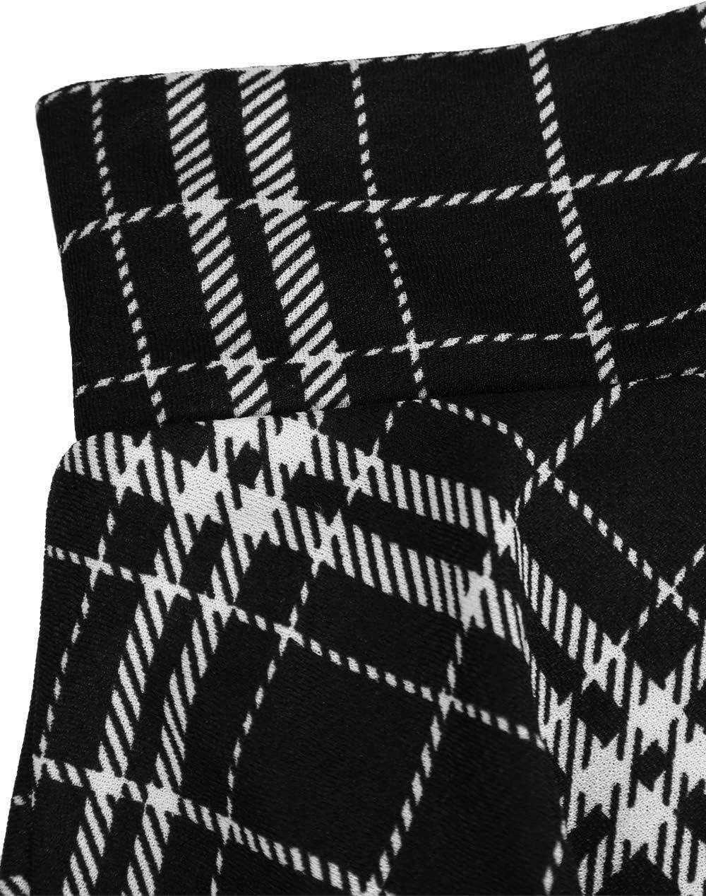 image:imageDJT FASHION Shorts for Women Basic Versatile Skorts Casual Stretchy Flared Skater Golf Tennis Mini Skirts with ShortsBlack Plaid