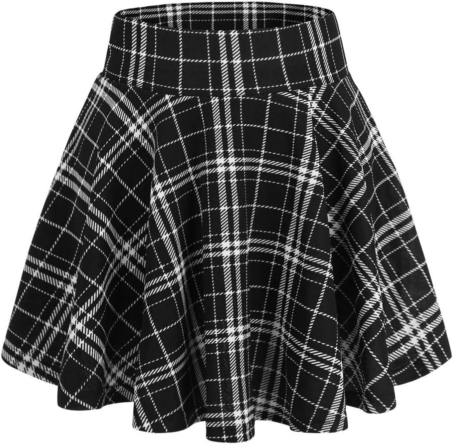 image:imageDJT FASHION Shorts for Women Basic Versatile Skorts Casual Stretchy Flared Skater Golf Tennis Mini Skirts with ShortsBlack Plaid