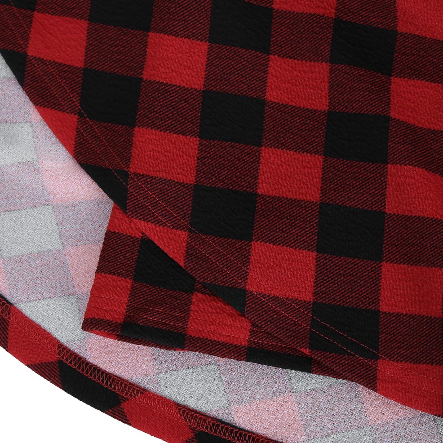 image:imageDJT FASHION Shorts for Women Basic Versatile Skorts Casual Stretchy Flared Skater Golf Tennis Mini Skirts with ShortsBlack Red Plaid