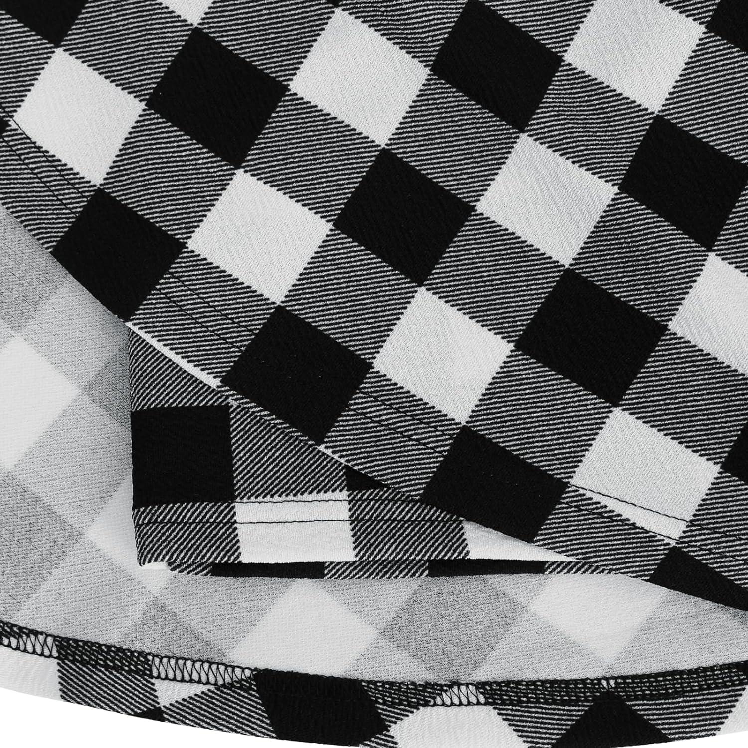 image:imageDJT FASHION Shorts for Women Basic Versatile Skorts Casual Stretchy Flared Skater Golf Tennis Mini Skirts with ShortsBlack White Plaid