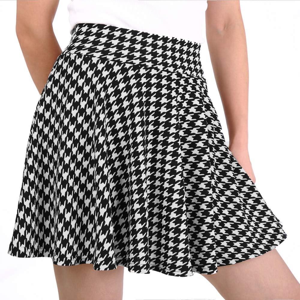 image:imageDJT FASHION Shorts for Women Basic Versatile Skorts Casual Stretchy Flared Skater Golf Tennis Mini Skirts with ShortsBlack and White