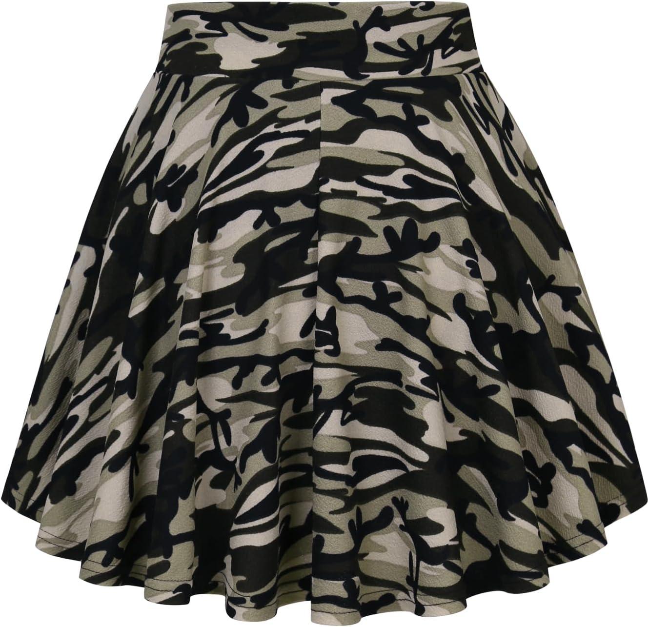 image:imageDJT FASHION Shorts for Women Basic Versatile Skorts Casual Stretchy Flared Skater Golf Tennis Mini Skirts with ShortsCamo Print