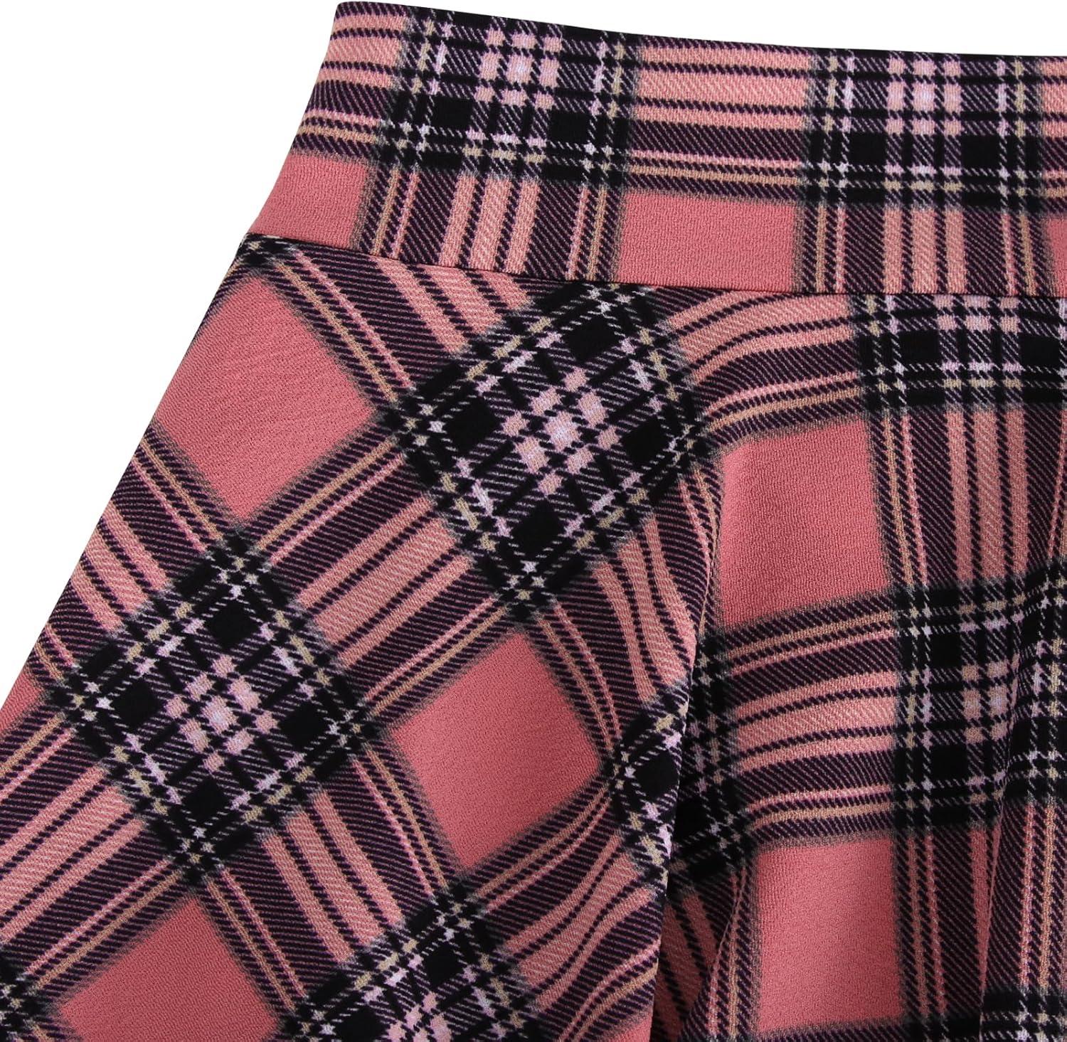 image:imageDJT FASHION Shorts for Women Basic Versatile Skorts Casual Stretchy Flared Skater Golf Tennis Mini Skirts with ShortsCoral Pink Plaid