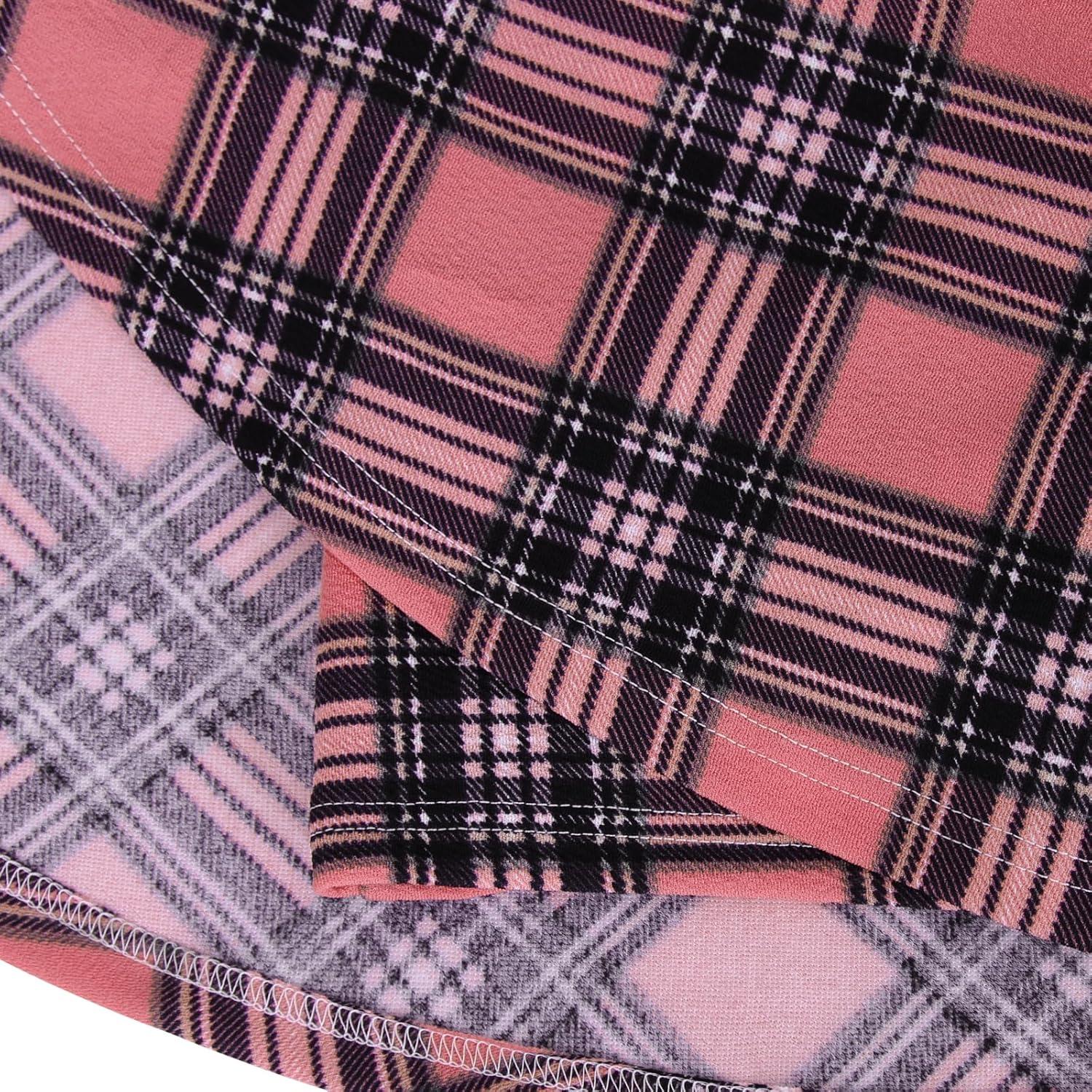 image:imageDJT FASHION Shorts for Women Basic Versatile Skorts Casual Stretchy Flared Skater Golf Tennis Mini Skirts with ShortsCoral Pink Plaid