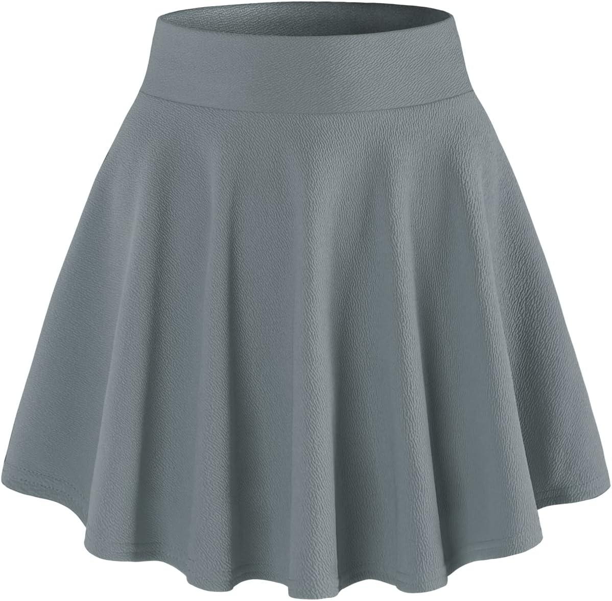 image:imageDJT FASHION Shorts for Women Basic Versatile Skorts Casual Stretchy Flared Skater Golf Tennis Mini Skirts with ShortsGrey