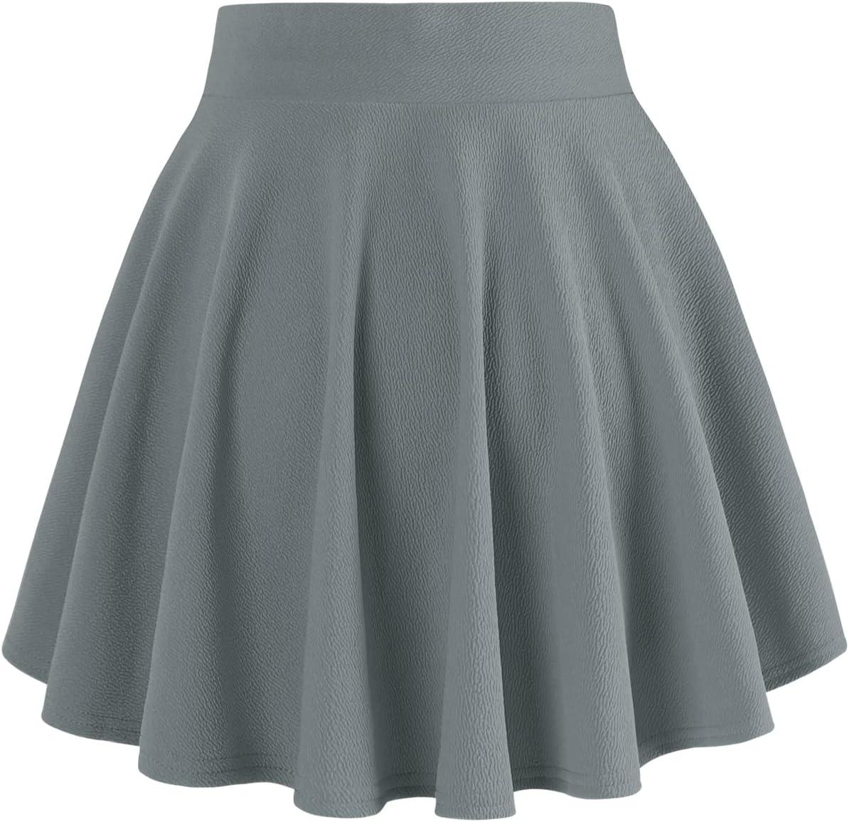 image:imageDJT FASHION Shorts for Women Basic Versatile Skorts Casual Stretchy Flared Skater Golf Tennis Mini Skirts with ShortsGrey