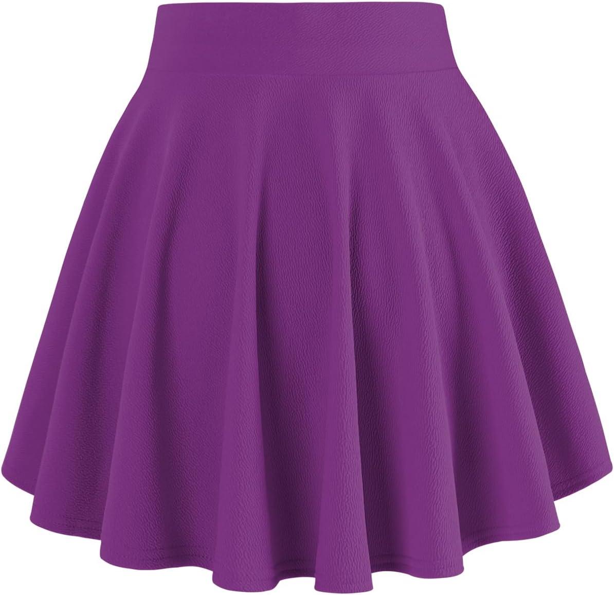 image:imageDJT FASHION Shorts for Women Basic Versatile Skorts Casual Stretchy Flared Skater Golf Tennis Mini Skirts with ShortsHyacinth Violet