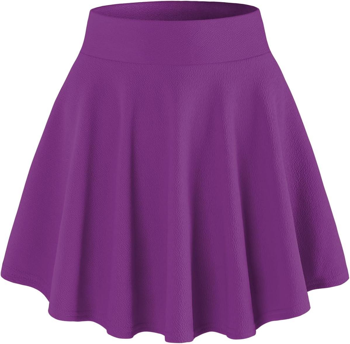 image:imageDJT FASHION Shorts for Women Basic Versatile Skorts Casual Stretchy Flared Skater Golf Tennis Mini Skirts with ShortsHyacinth Violet