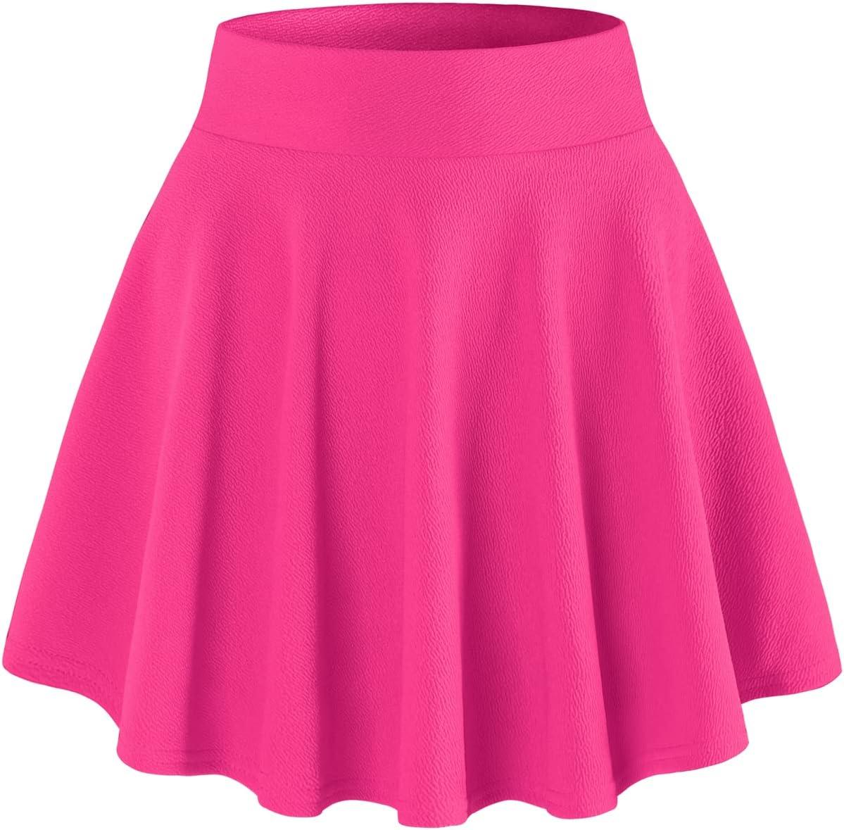 image:imageDJT FASHION Shorts for Women Basic Versatile Skorts Casual Stretchy Flared Skater Golf Tennis Mini Skirts with ShortsMagenta