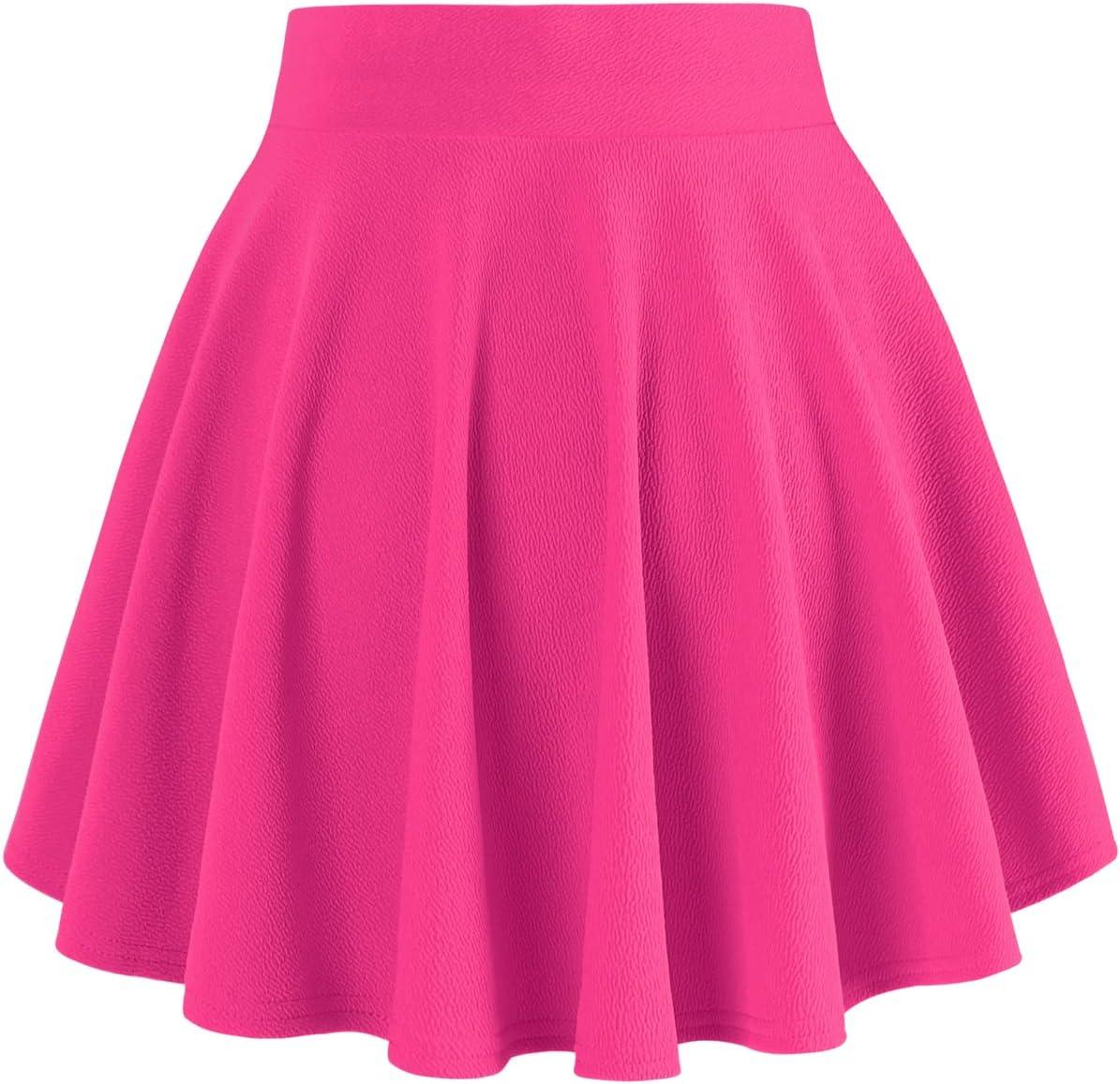 image:imageDJT FASHION Shorts for Women Basic Versatile Skorts Casual Stretchy Flared Skater Golf Tennis Mini Skirts with ShortsMagenta