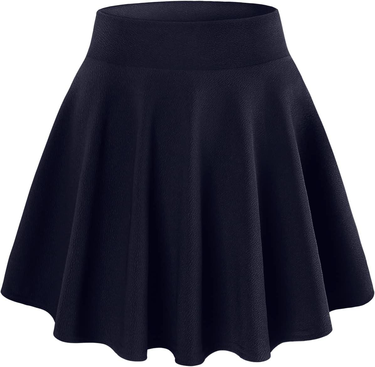 image:imageDJT FASHION Shorts for Women Basic Versatile Skorts Casual Stretchy Flared Skater Golf Tennis Mini Skirts with ShortsNavy