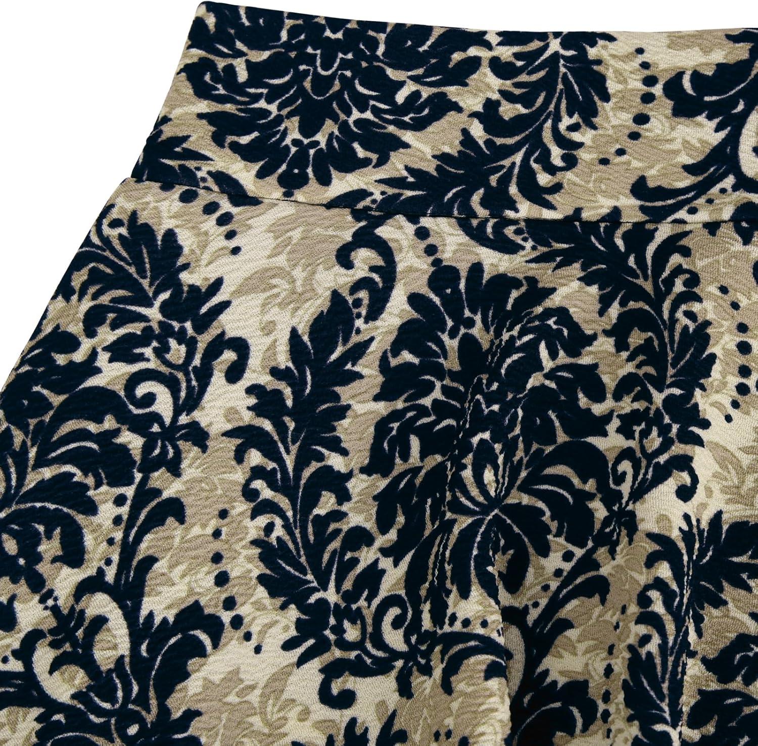 image:imageDJT FASHION Shorts for Women Basic Versatile Skorts Casual Stretchy Flared Skater Golf Tennis Mini Skirts with ShortsNavy Baroque Pattern