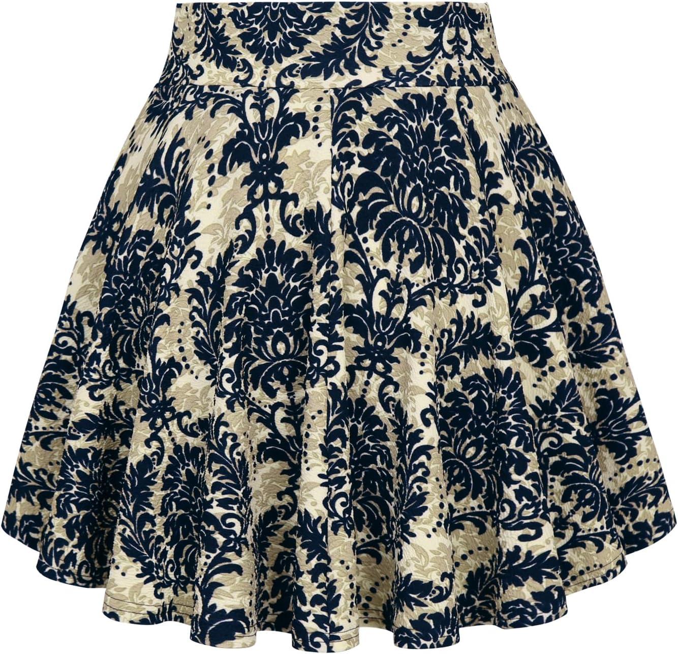 image:imageDJT FASHION Shorts for Women Basic Versatile Skorts Casual Stretchy Flared Skater Golf Tennis Mini Skirts with ShortsNavy Baroque Pattern