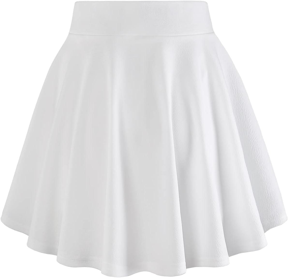 image:imageDJT FASHION Shorts for Women Basic Versatile Skorts Casual Stretchy Flared Skater Golf Tennis Mini Skirts with ShortsOffwhite