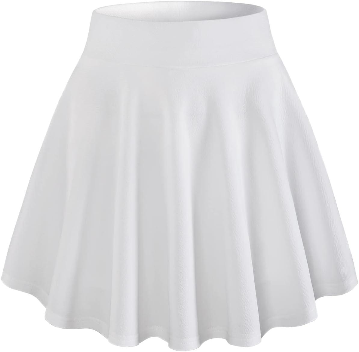 image:imageDJT FASHION Shorts for Women Basic Versatile Skorts Casual Stretchy Flared Skater Golf Tennis Mini Skirts with ShortsOffwhite