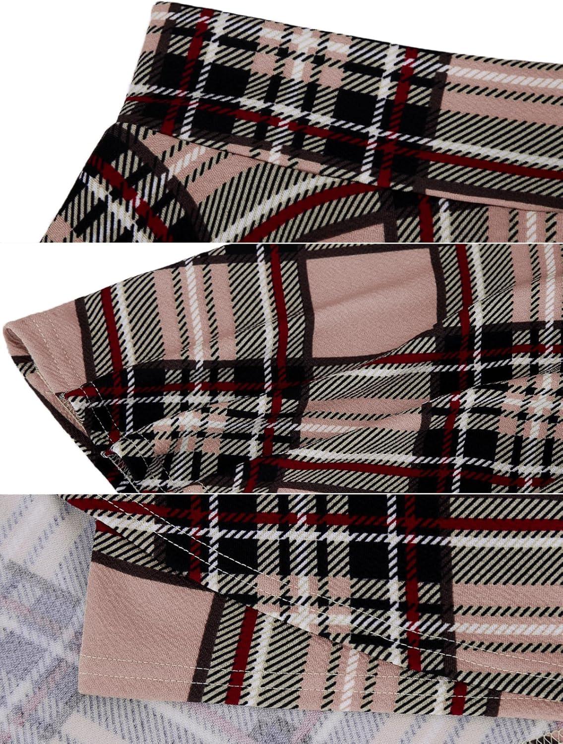 image:imageDJT FASHION Shorts for Women Basic Versatile Skorts Casual Stretchy Flared Skater Golf Tennis Mini Skirts with ShortsPink Plaid
