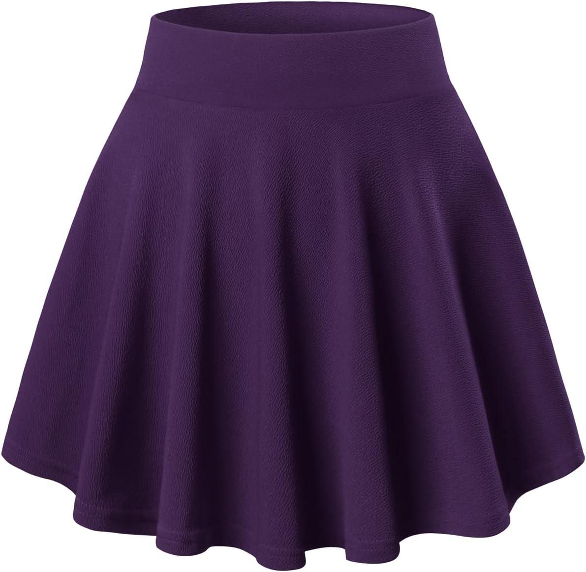 image:imageDJT FASHION Shorts for Women Basic Versatile Skorts Casual Stretchy Flared Skater Golf Tennis Mini Skirts with ShortsPurple