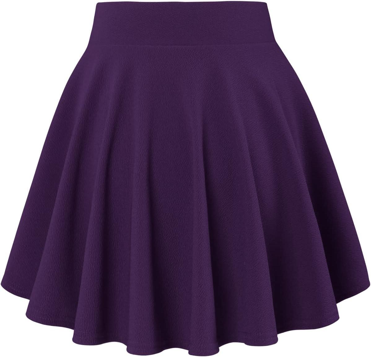 image:imageDJT FASHION Shorts for Women Basic Versatile Skorts Casual Stretchy Flared Skater Golf Tennis Mini Skirts with ShortsPurple