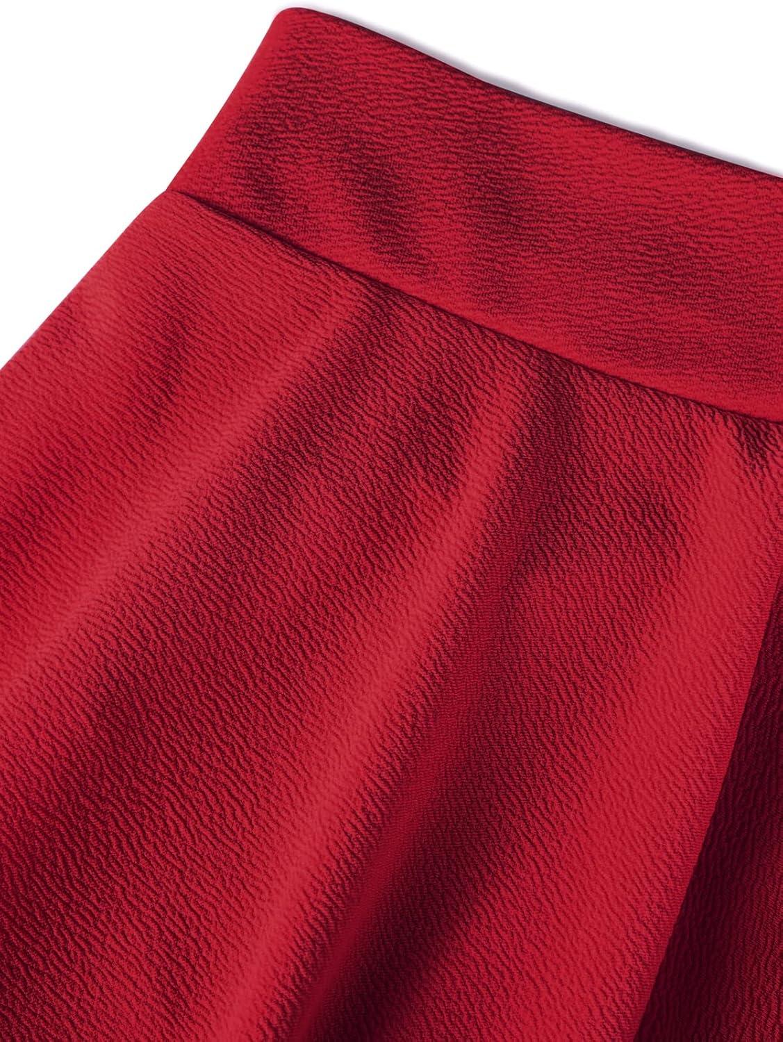 image:imageDJT FASHION Shorts for Women Basic Versatile Skorts Casual Stretchy Flared Skater Golf Tennis Mini Skirts with ShortsRed