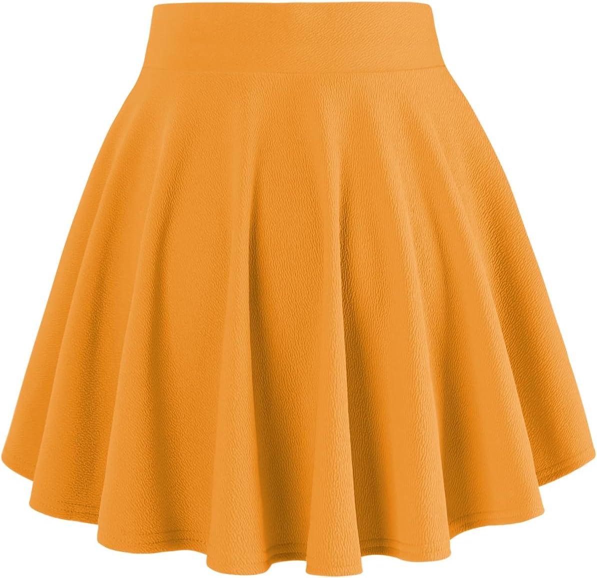 image:imageDJT FASHION Shorts for Women Basic Versatile Skorts Casual Stretchy Flared Skater Golf Tennis Mini Skirts with ShortsYellow