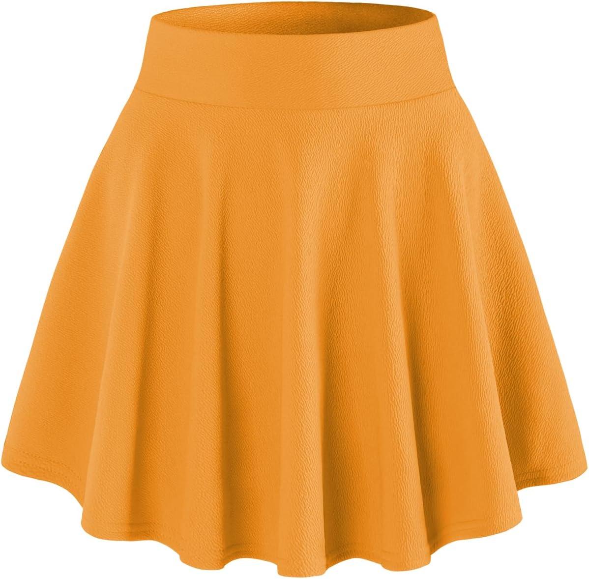 image:imageDJT FASHION Shorts for Women Basic Versatile Skorts Casual Stretchy Flared Skater Golf Tennis Mini Skirts with ShortsYellow
