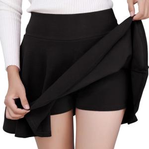 DJT FASHION Shorts for Women Basic Versatile Skorts Casual Stretchy Flared Skater Golf Tennis Mini Skirts with Shorts(Black)