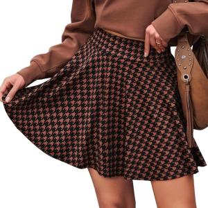 DJT FASHION Shorts for Women Basic Versatile Skorts Casual Stretchy Flared Skater Golf Tennis Mini Skirts with Shorts(Black Brown)