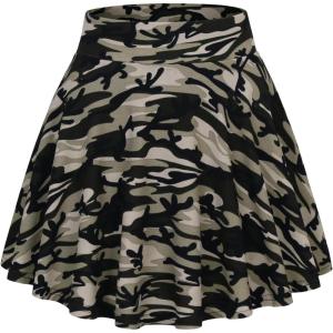 DJT FASHION Shorts for Women Basic Versatile Skorts Casual Stretchy Flared Skater Golf Tennis Mini Skirts with Shorts(Camo Print)